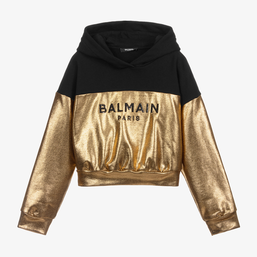 Balmain-Teen Black & Gold Hoodie  | Childrensalon Outlet