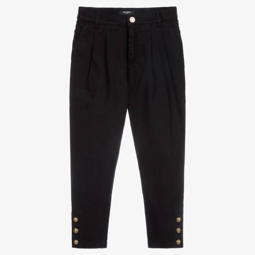 Balmain-Teen Black Logo Denim Trousers | Childrensalon Outlet