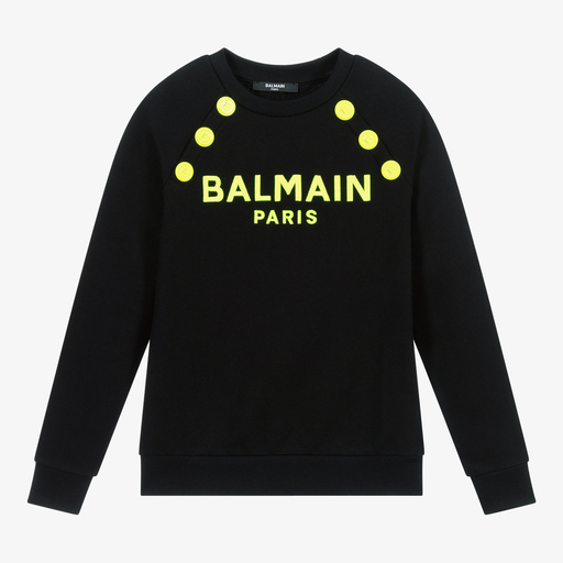 Balmain-سويتشيرت تينز بناتي قطن لون أسود | Childrensalon Outlet