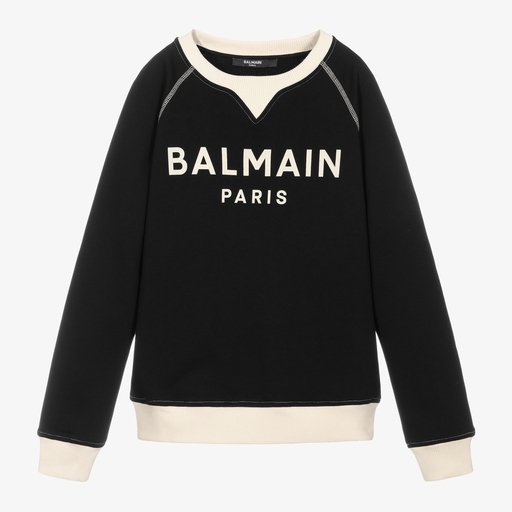 Balmain-Teen Black Logo Sweatshirt | Childrensalon Outlet