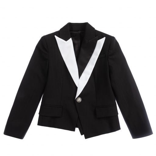 Balmain-Teen Black & White Blazer | Childrensalon Outlet