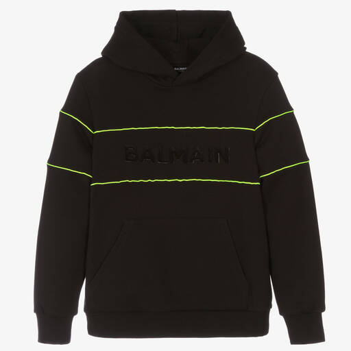 Balmain-Teen Boys Black Logo Hoodie | Childrensalon Outlet