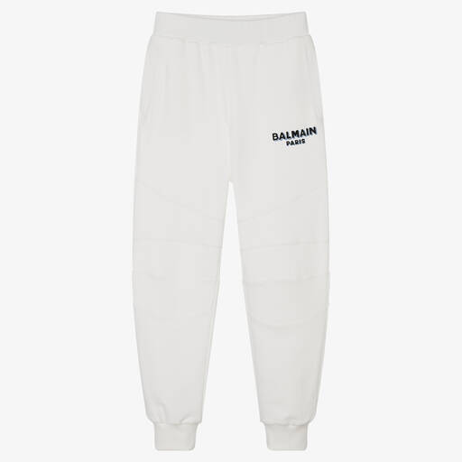 Balmain-Teen Boys Ivory Cotton Jersey Joggers | Childrensalon Outlet