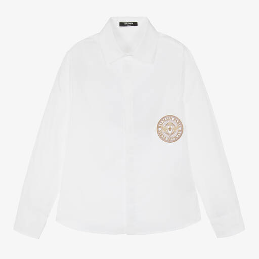 Balmain-Teen Boys White Cotton Shirt | Childrensalon Outlet