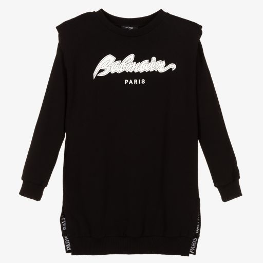 Balmain-Teen Girls Black Logo Dress | Childrensalon Outlet