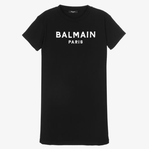 Balmain-Teen Girls Black Logo Dress | Childrensalon Outlet