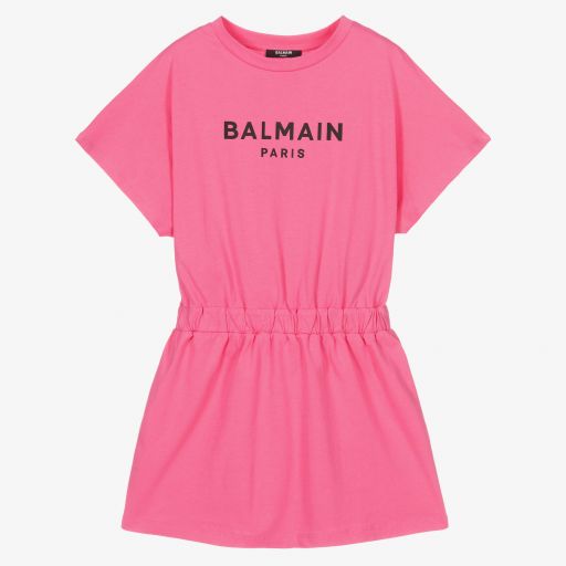 Balmain-Teen Girls Pink Logo Dress | Childrensalon Outlet