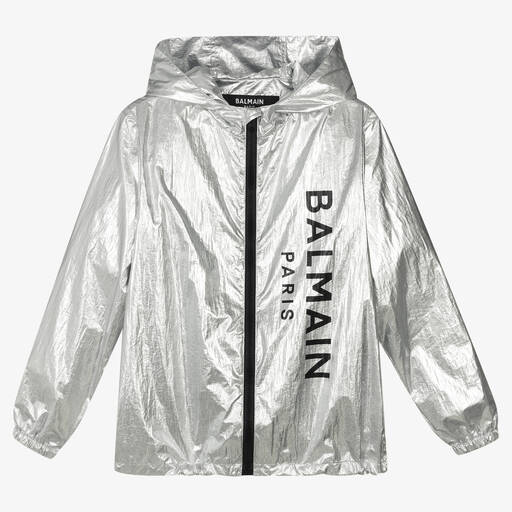 Balmain-Teen Silver Zip-Up Jacket | Childrensalon Outlet