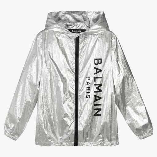 Balmain-جاكيت بسحّاب تينز لون فضّي متاليك | Childrensalon Outlet