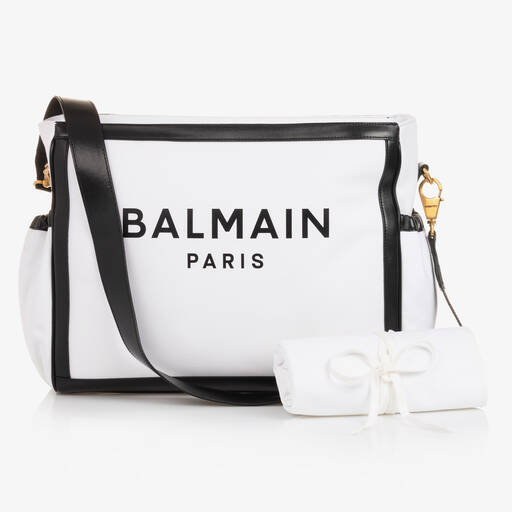 Balmain-Wickeltasche Weiß/Schwarz (43 cm) | Childrensalon Outlet