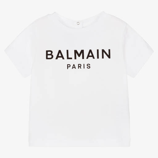 Balmain-تيشيرت قطن عضوي لون أبيض للأطفال | Childrensalon Outlet