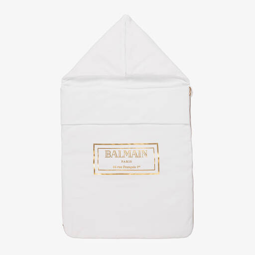 Balmain-White & Gold Cotton Jersey Nest (79cm) | Childrensalon Outlet