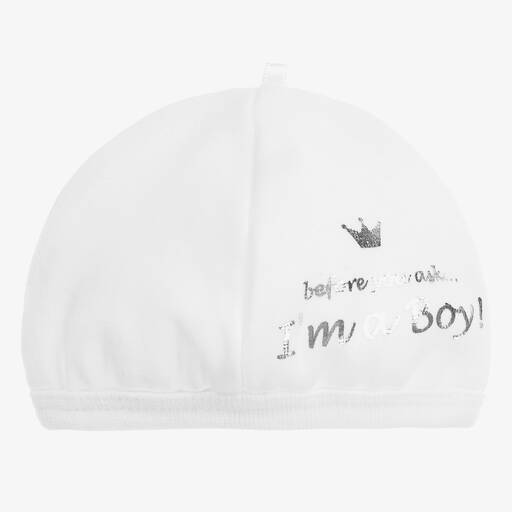 Bam Bam-White Cotton Baby Hat | Childrensalon Outlet