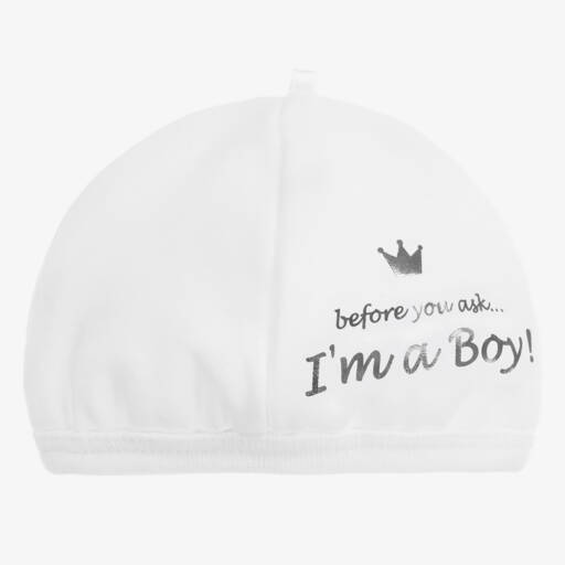 Bam Bam-White Cotton Baby Hat | Childrensalon Outlet