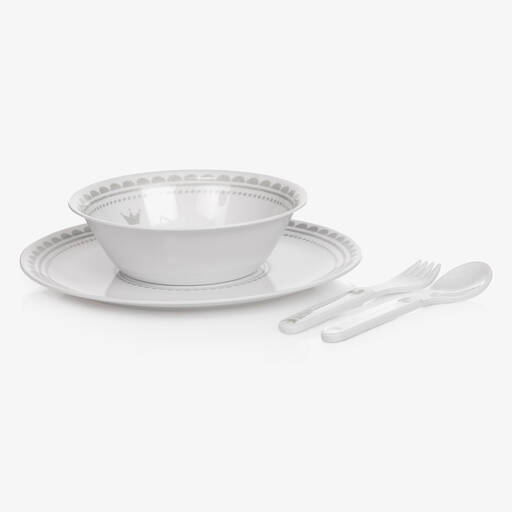 Bam Bam-White & Silver Melamine Dining Set | Childrensalon Outlet