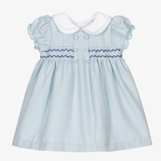 Beatrice & George-Blaues, gesmoktes Kleid-Set (M) | Childrensalon Outlet