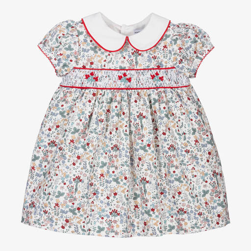 Beatrice & George-Baby Girls Green Smocked Cotton Dress | Childrensalon Outlet