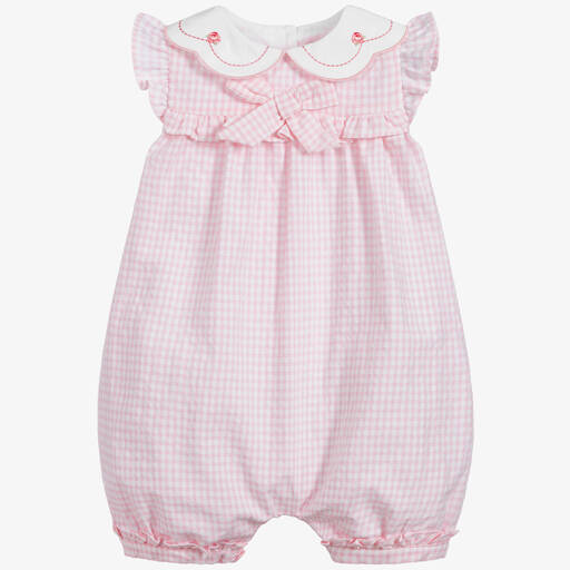 Beatrice & George-Розовый хлопковый песочник для девочек | Childrensalon Outlet
