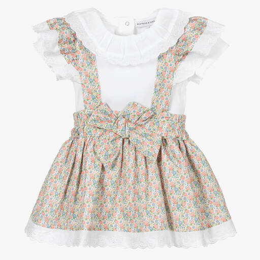 Beatrice & George-Baby Girls Pink & Green Floral Skirt Set | Childrensalon Outlet