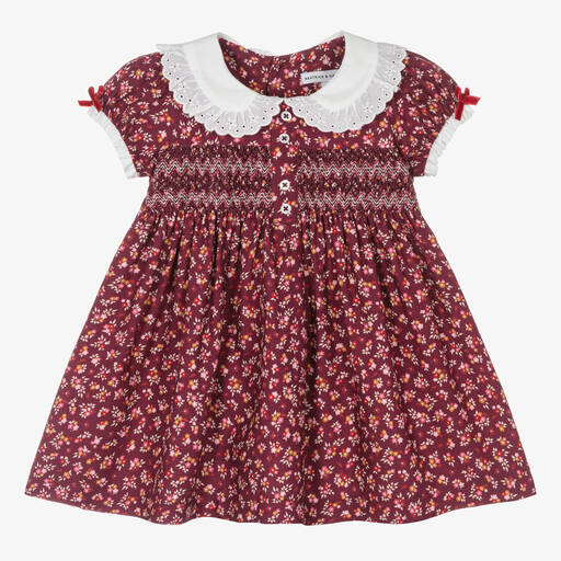 Beatrice & George-Baby Girls Red Ditsy Floral Smocked Dress | Childrensalon Outlet