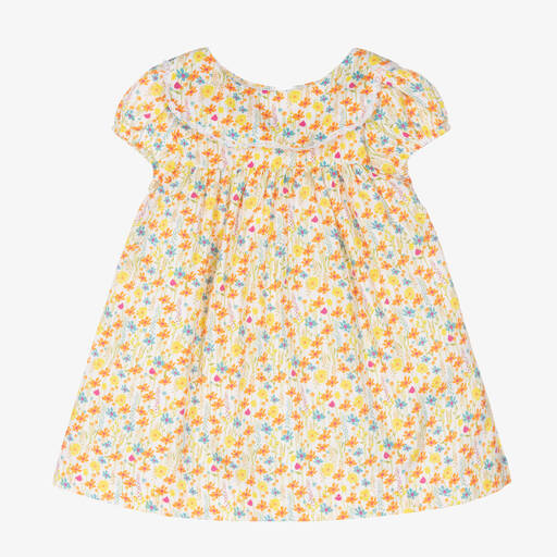 Beatrice & George-Geblümtes Baumwollkleid gelb/orange | Childrensalon Outlet