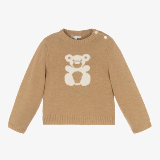 Beatrice & George-Boys Beige Cashmere Knit Jumper | Childrensalon Outlet