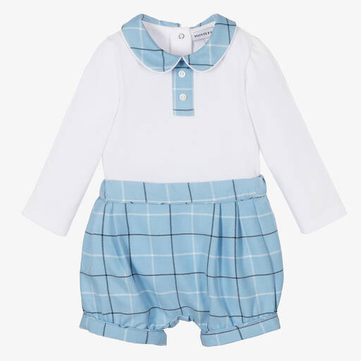 Beatrice & George-Ensemble short bleu carreaux garçon | Childrensalon Outlet