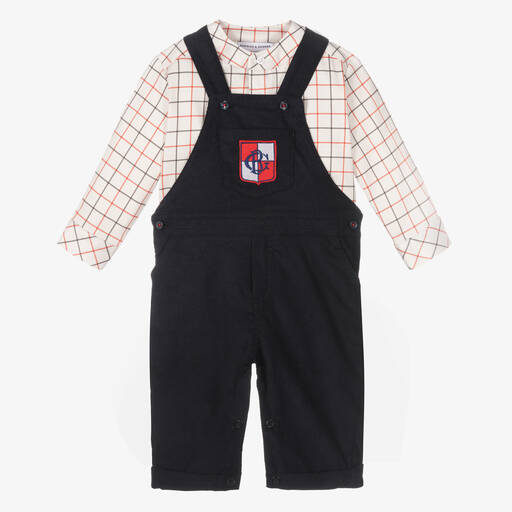 Beatrice & George-Boys Blue Corduroy Dungaree Set | Childrensalon Outlet