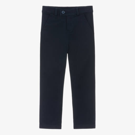 Beatrice & George-Boys Blue Cotton Chino Trousers | Childrensalon Outlet