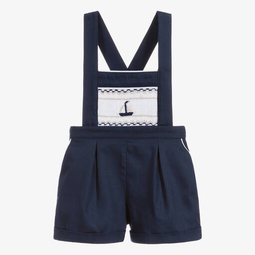 Beatrice & George-Blaue gesmokte Latzshorts | Childrensalon Outlet