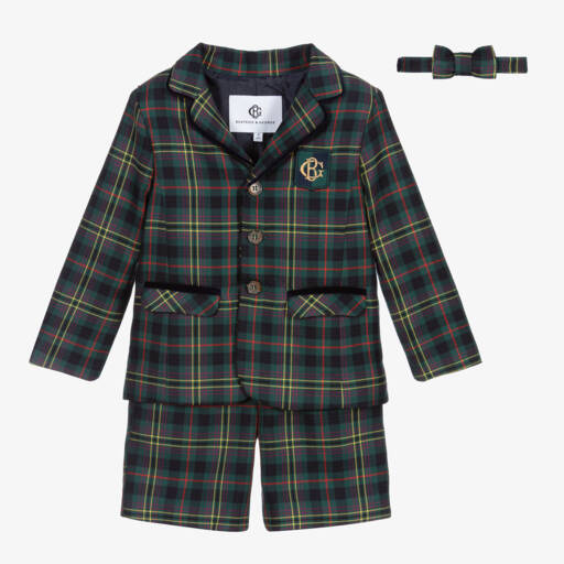 Beatrice & George-Boys Classic Green Plaid Suit | Childrensalon Outlet