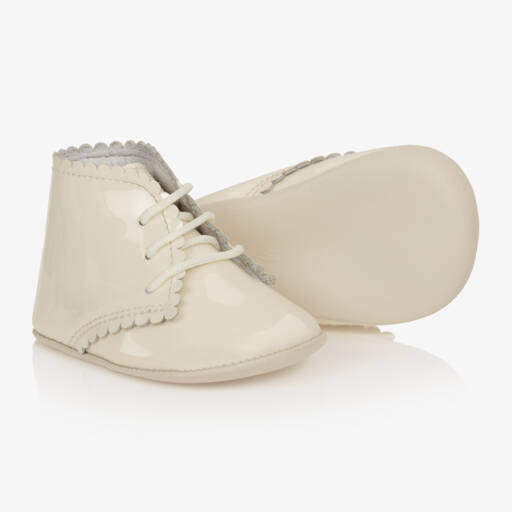 Beatrice & George-Boys Ivory Patent Leather Booties | Childrensalon Outlet