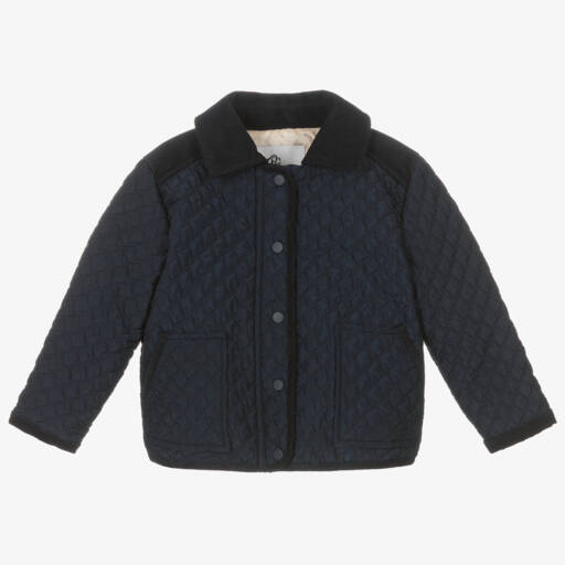 Beatrice & George-Boys Navy Quilted Coat | Childrensalon Outlet