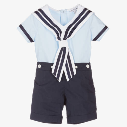 Beatrice & George-Boys Soft Blue Sailor Set | Childrensalon Outlet
