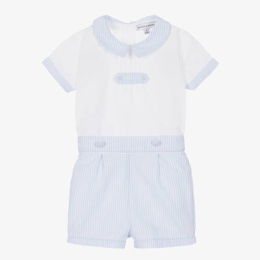 Beatrice & George-Boys Striped Cotton Shorts Set | Childrensalon Outlet