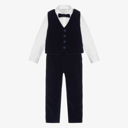 Beatrice & George-Boys Velvet Navy Suit Ensemble | Childrensalon Outlet