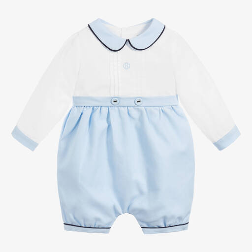 Beatrice & George-Короткий бело-голубой комбинезон для мальчиков | Childrensalon Outlet