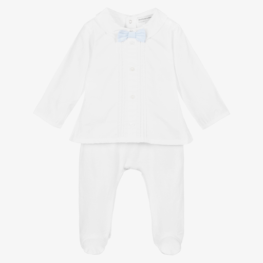 Beatrice & George-Boys White Shirt Babygrow | Childrensalon Outlet