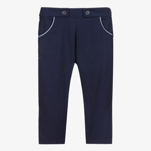 Beatrice & George-Girls Blue Cotton Trousers | Childrensalon Outlet