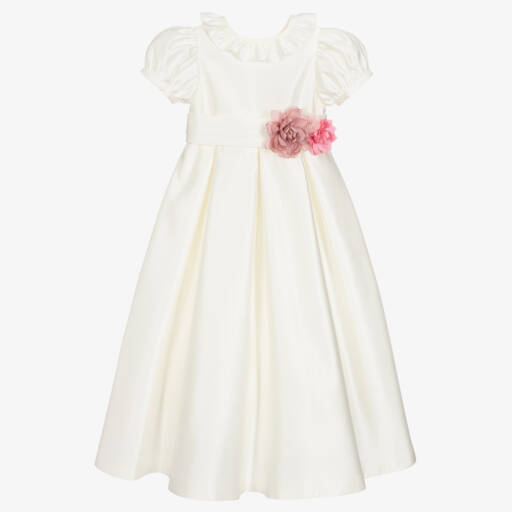 Beatrice & George-Girls Elegant Ivory Satin Gown | Childrensalon Outlet