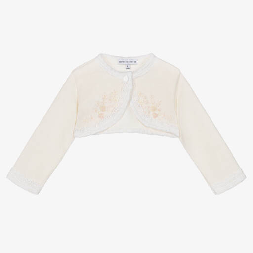 Beatrice & George-Girls Embroidered Ivory Cotton Bolero | Childrensalon Outlet