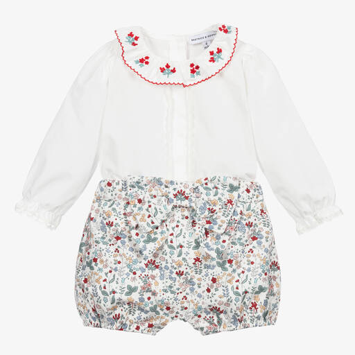 Beatrice & George-Белый топ и шорты в цветочек | Childrensalon Outlet