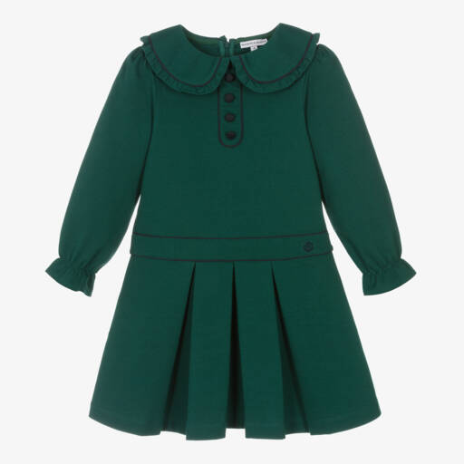 Beatrice & George-Girls Green Frilled Milano Dress | Childrensalon Outlet