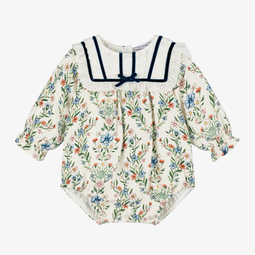 Beatrice & George-Girls Ivory Floral Broderie Shortie | Childrensalon Outlet