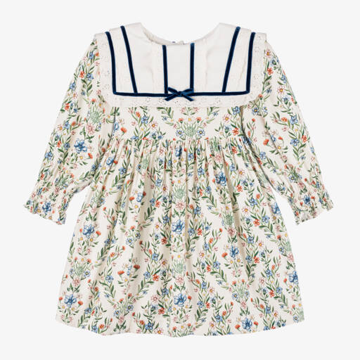 Beatrice & George-Girls Ivory Floral Twill Dress | Childrensalon Outlet