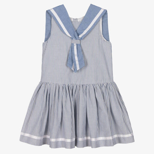 Beatrice & George-Girls Nautical Blue Cotton Dress | Childrensalon Outlet