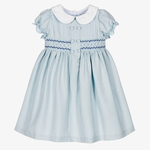 Beatrice & George-Girls Pale Smocked Cotton Dress | Childrensalon Outlet