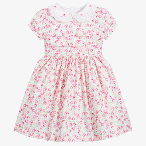 Beatrice & George-Girls Pink Floral Cotton Dress | Childrensalon Outlet