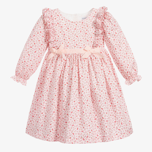 Beatrice & George-Robe rose en coton fleuri Fille | Childrensalon Outlet