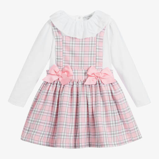 Beatrice & George-Комплект с розовым платьем в шотландскую клетку для девочек | Childrensalon Outlet